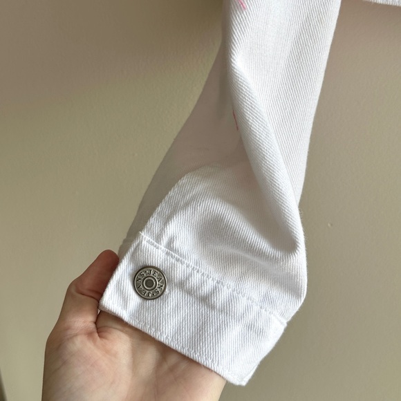 Robin Cropped Pink/White/Purple Patchwork Denim Jacket, Size EUR 40 - Picture 5 of 16